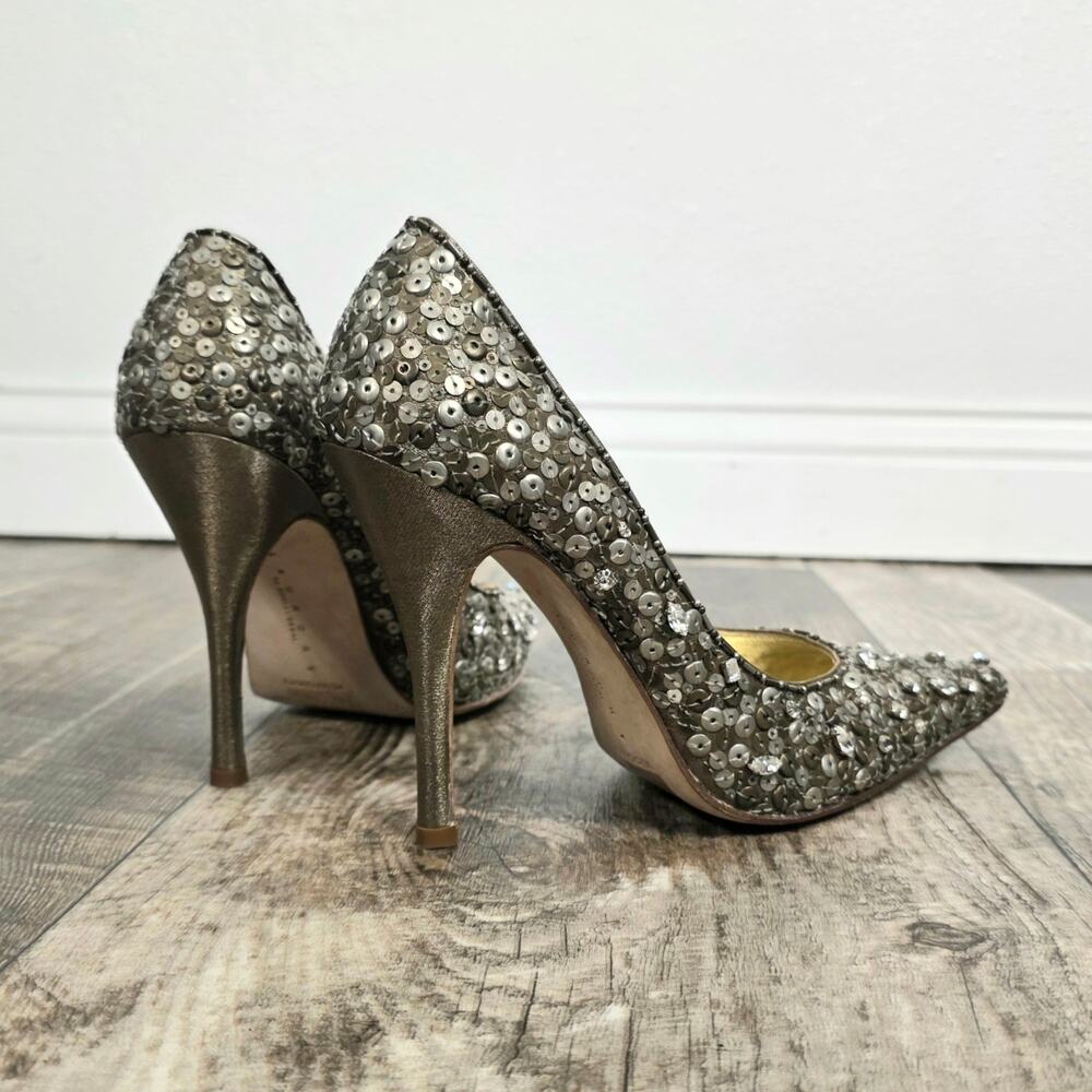 Laundry by Shelli Segal Womens Size 7 1/2 Sequin Rhinestone Stiletto Pumps